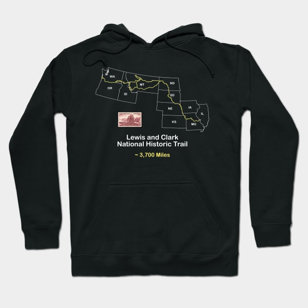 Route Map Design, The Lewis and Clark Trail Hoodie by numpdog